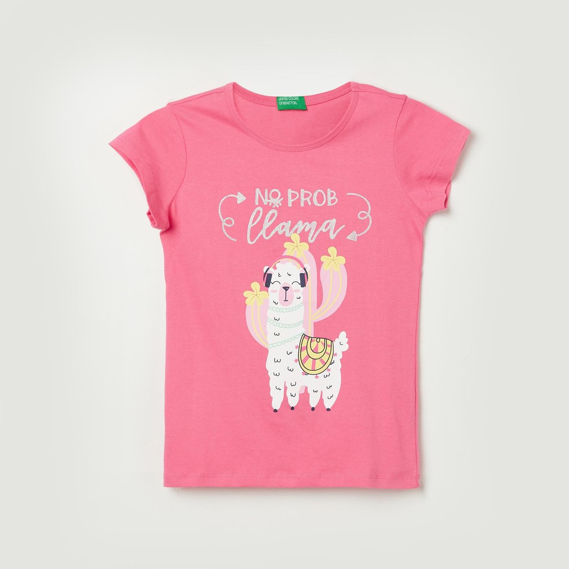 UNITED COLORS OF BENETTON Girls Printed Round Neck T-shirt