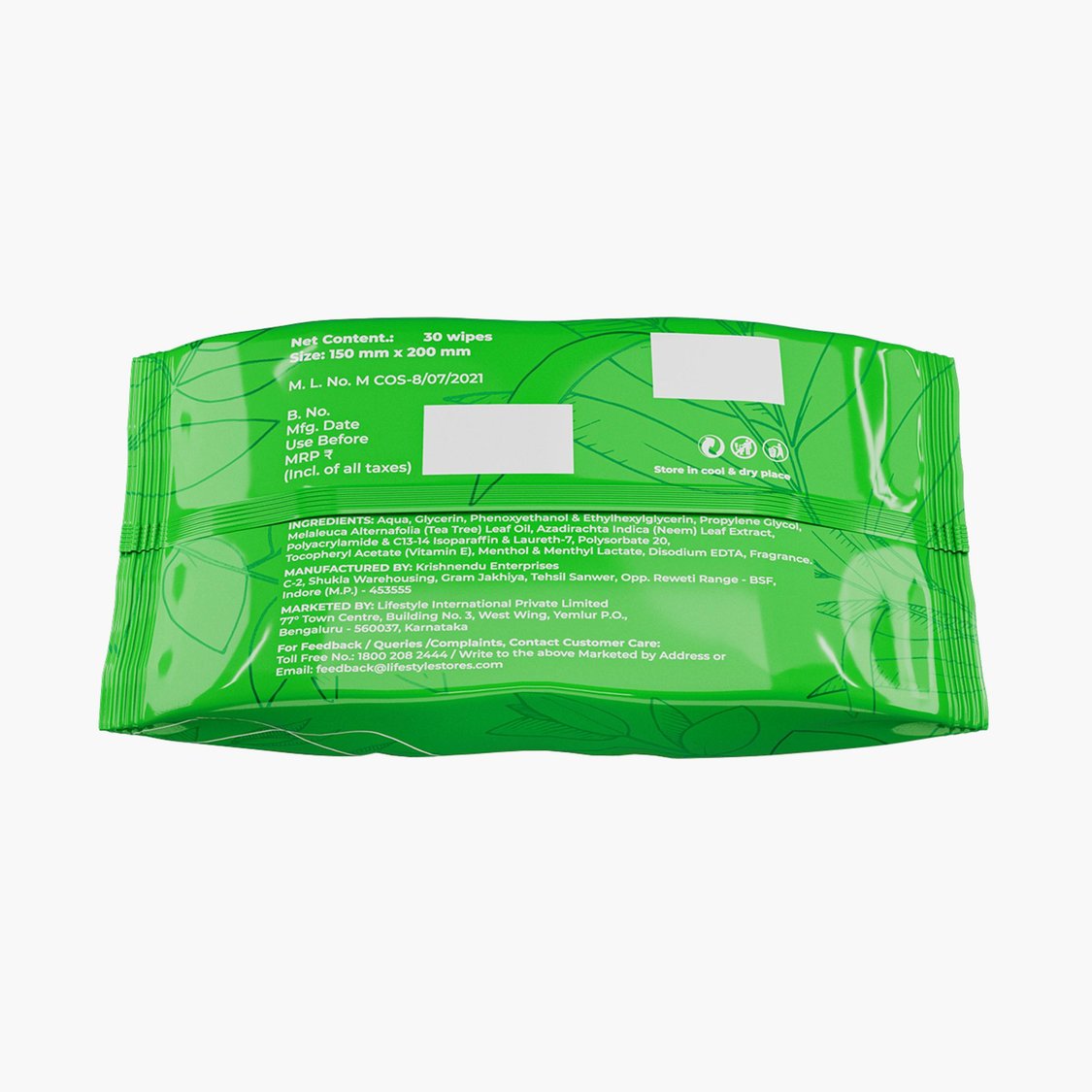 IKSU Neem and Tea Tree Refreshing Wipes - 30Pcs