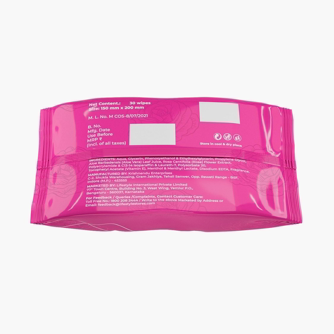 IKSU Rose and Aloe Vera Refreshing Wipes - 30Pcs