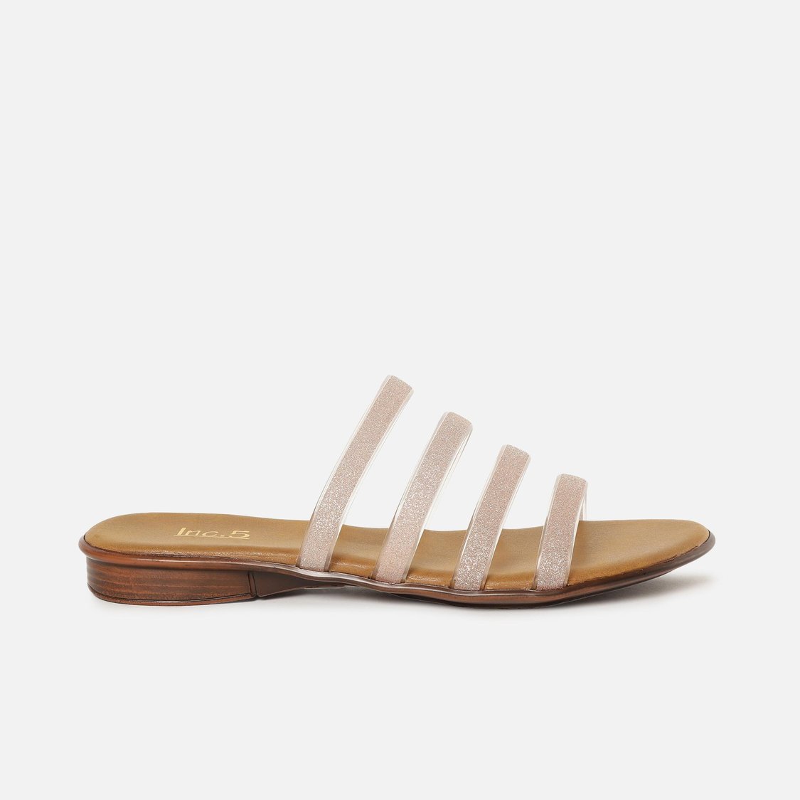 INC.5 Women Shimmery Strappy Flat Sandals