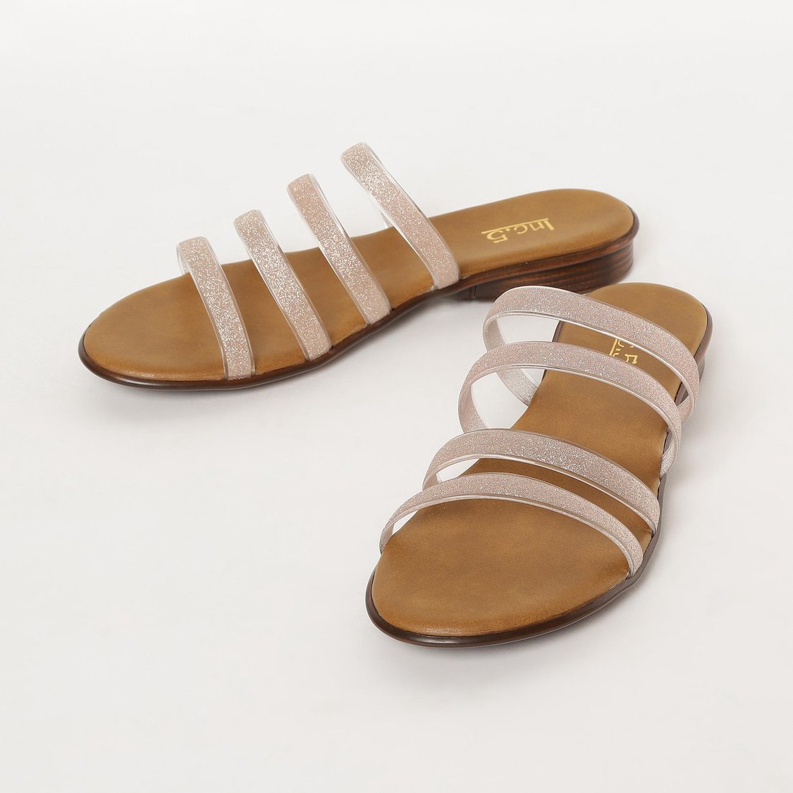 INC.5 Women Shimmery Strappy Flat Sandals