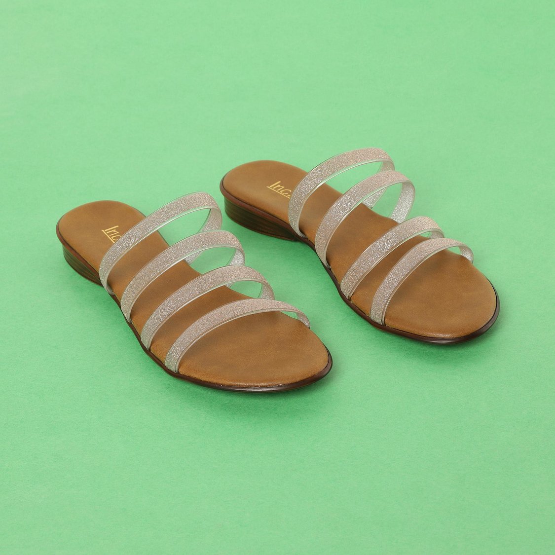 INC.5 Women Shimmery Strappy Flat Sandals