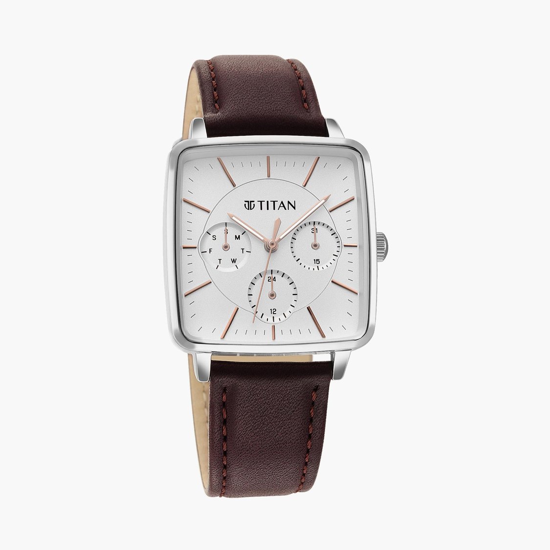 Buy TITAN Women Square Analog Watch with Leather Strap 95176SL01