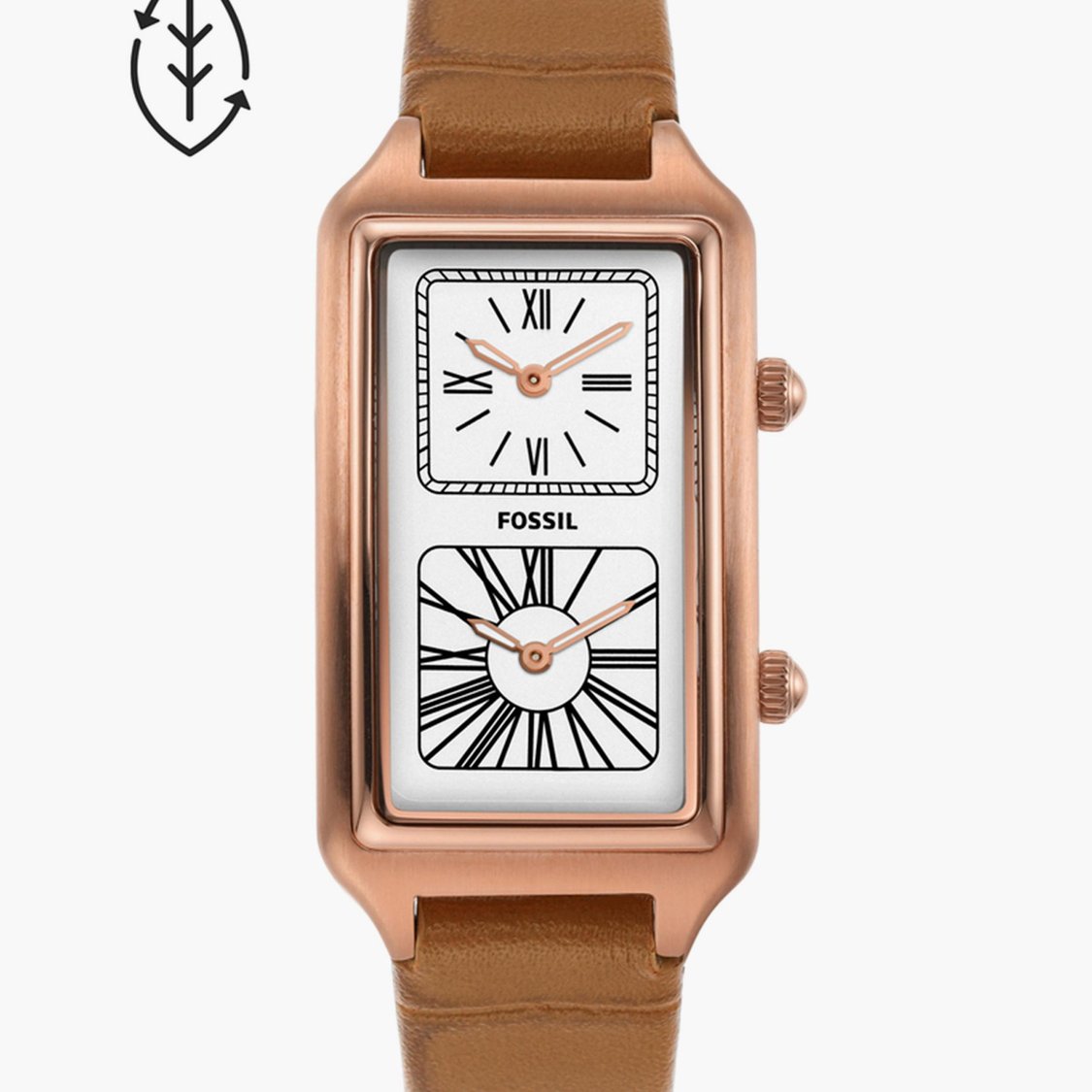 Buy FOSSIL Women Rectangular Dual-Time Analog Watch with Leather