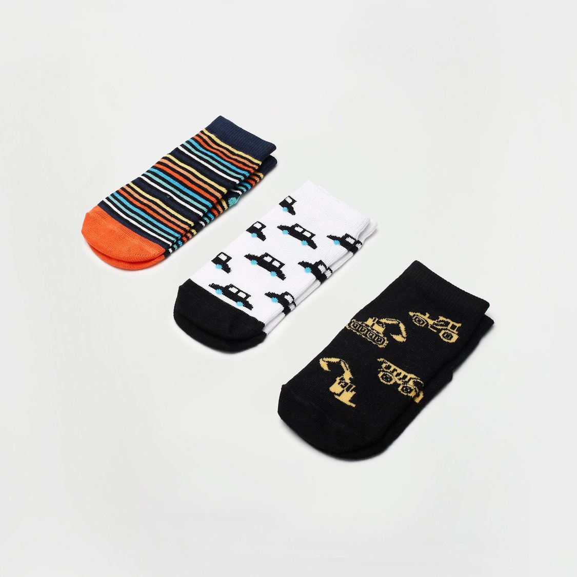 FAME FOREVER Boys Printed Ankle-Length Socks - Set of 3