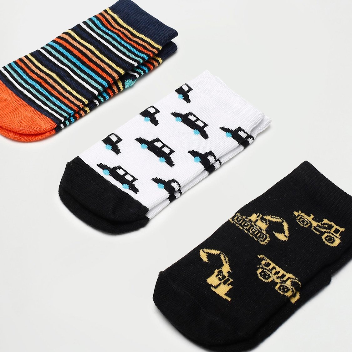 FAME FOREVER Boys Printed Ankle-Length Socks - Set of 3