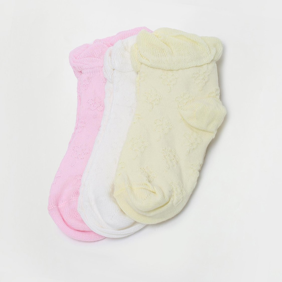 FAME FOREVER Girls Textured Ankle-Length Socks - Set of 3