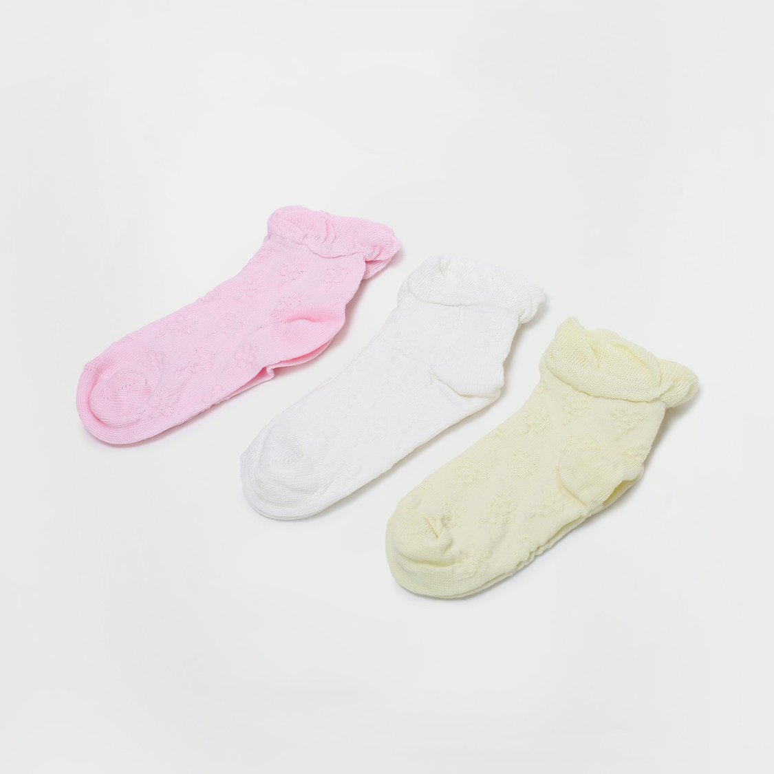 FAME FOREVER Girls Textured Ankle-Length Socks - Set of 3