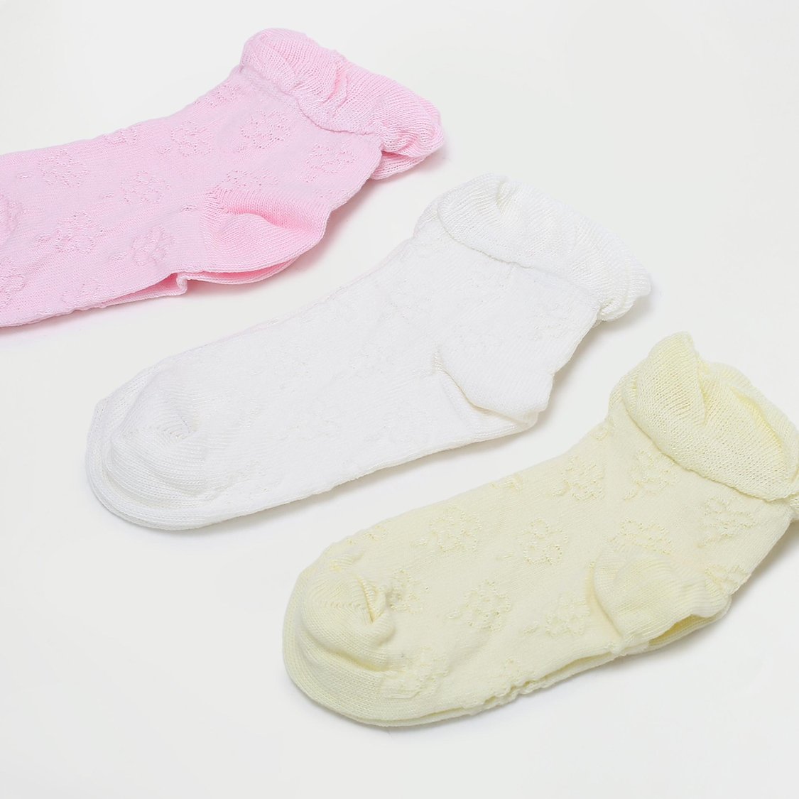 FAME FOREVER Girls Textured Ankle-Length Socks - Set of 3