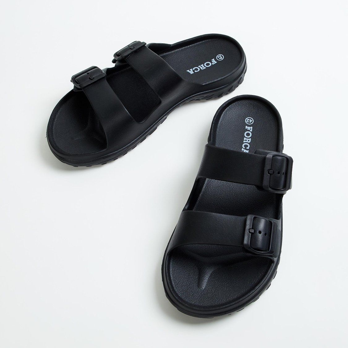 Buy FORCA Men Solid Slide Sandals with Buckles from Forca at just INR 499.0