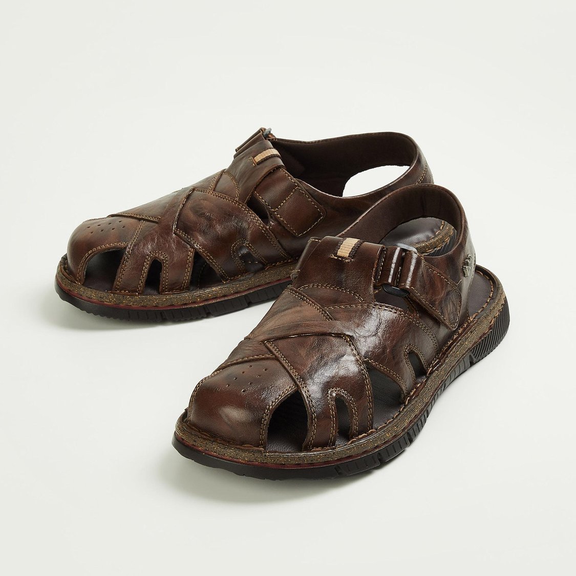 Buy LEE COOPER Men Solid Leather Fisherman Sandals from Lee Cooper at ...