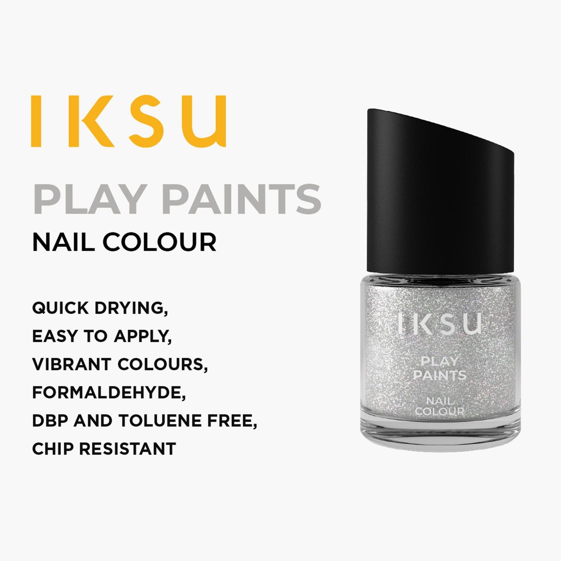 IKSU Play Paints Nail Colour - Silver Shine - 8ml