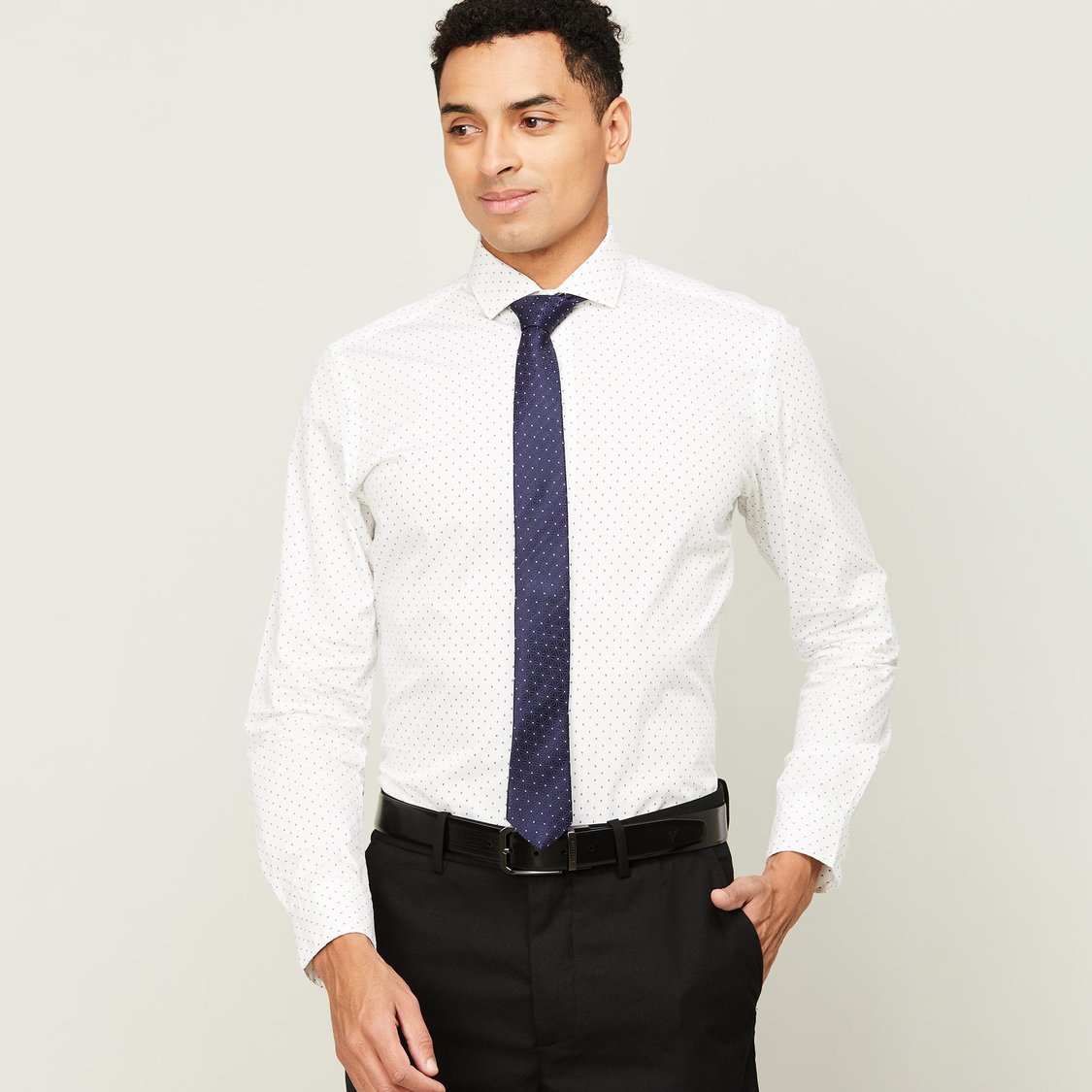 CODE Men Jacquard Textured Slim Formal Tie
