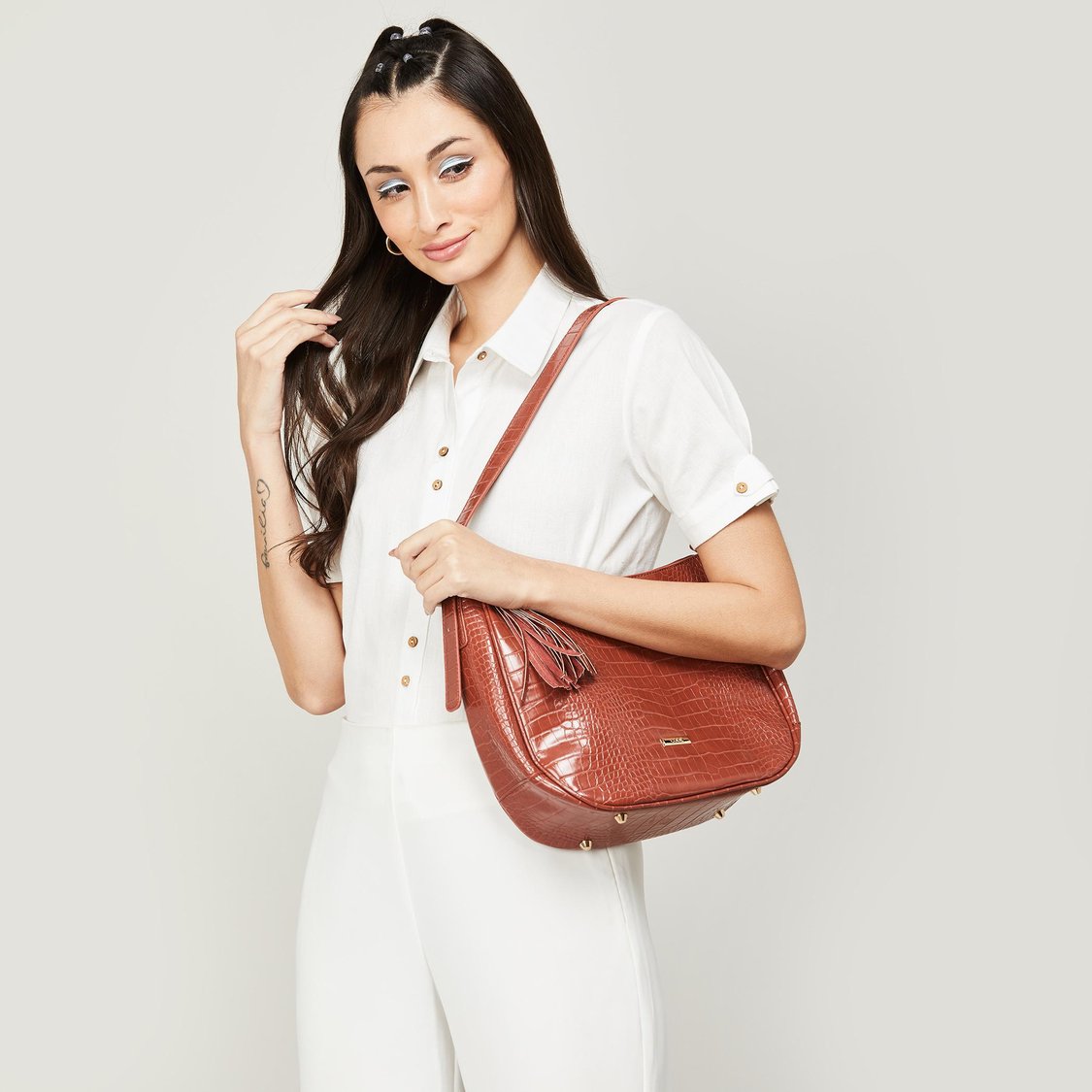 CODE Women Textured Hobo Handheld Bag