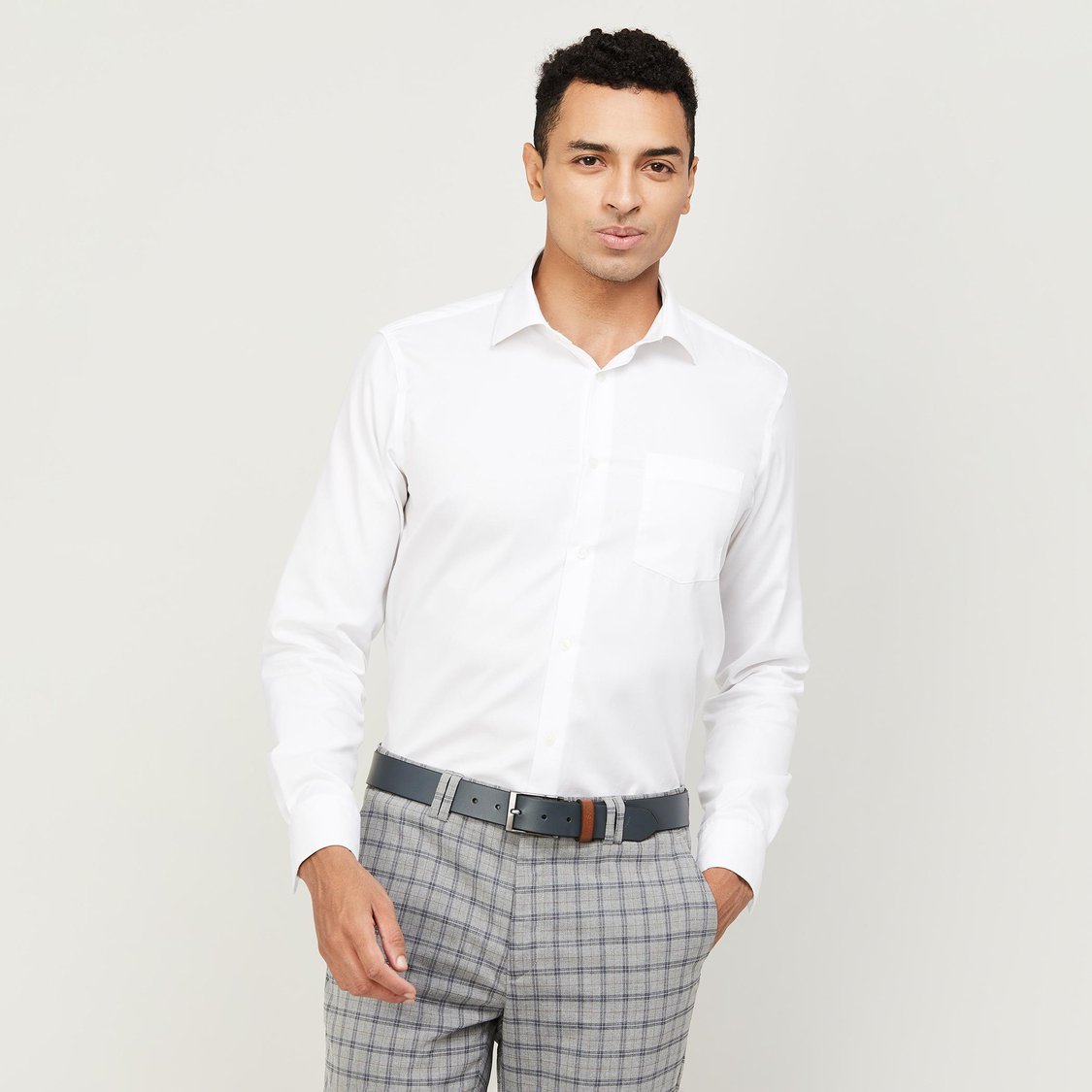ALLEN SOLLY Men Solid Leather Casual Belt