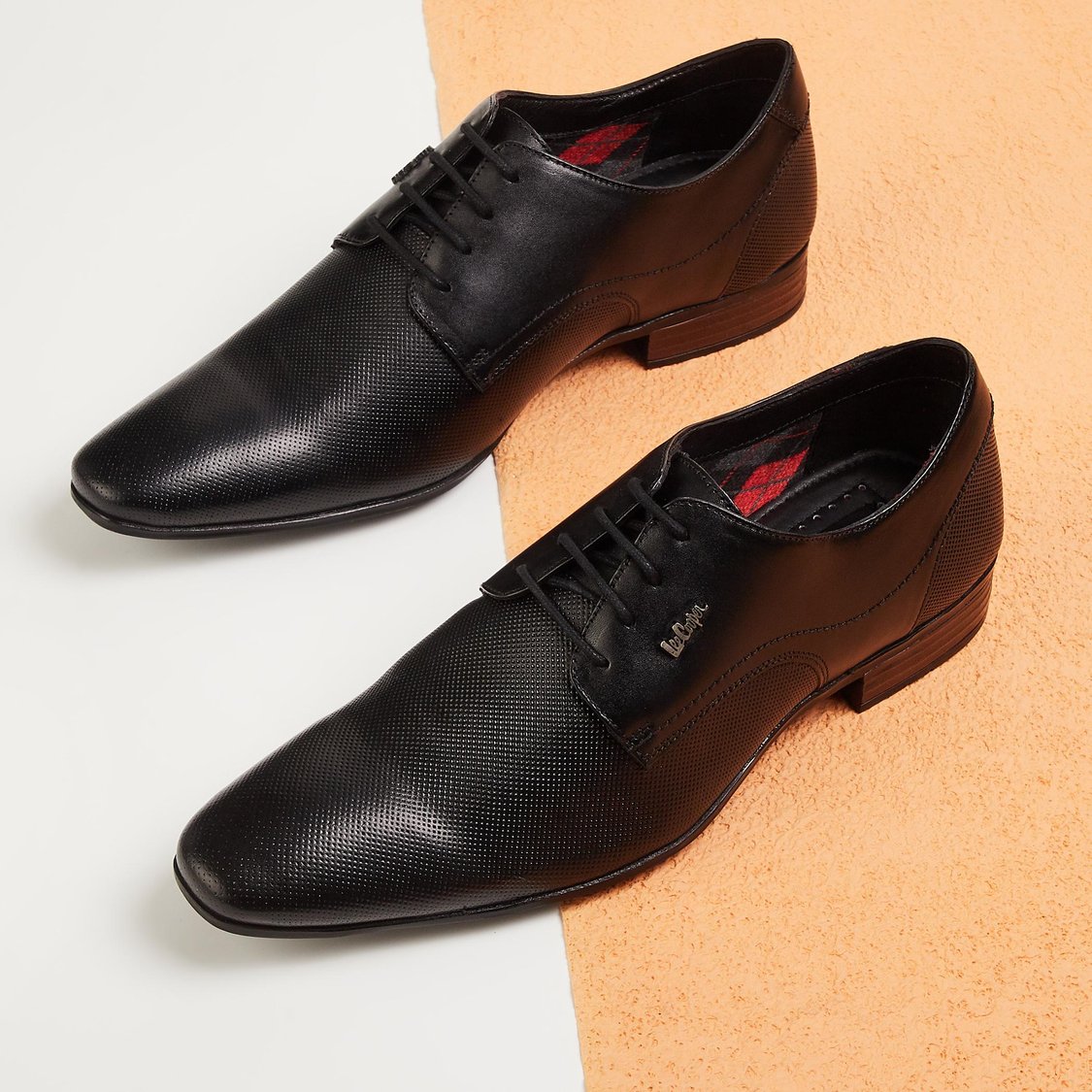 Lee cooper black leather shoes online