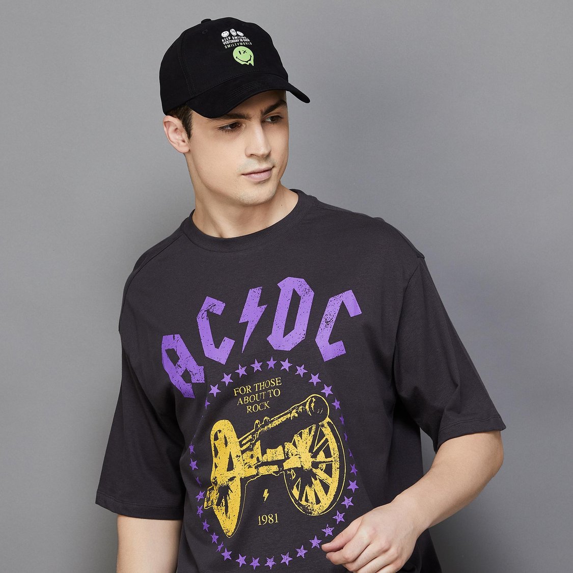 SMILEY WORLD Men Typographic Printed Baseball Cap