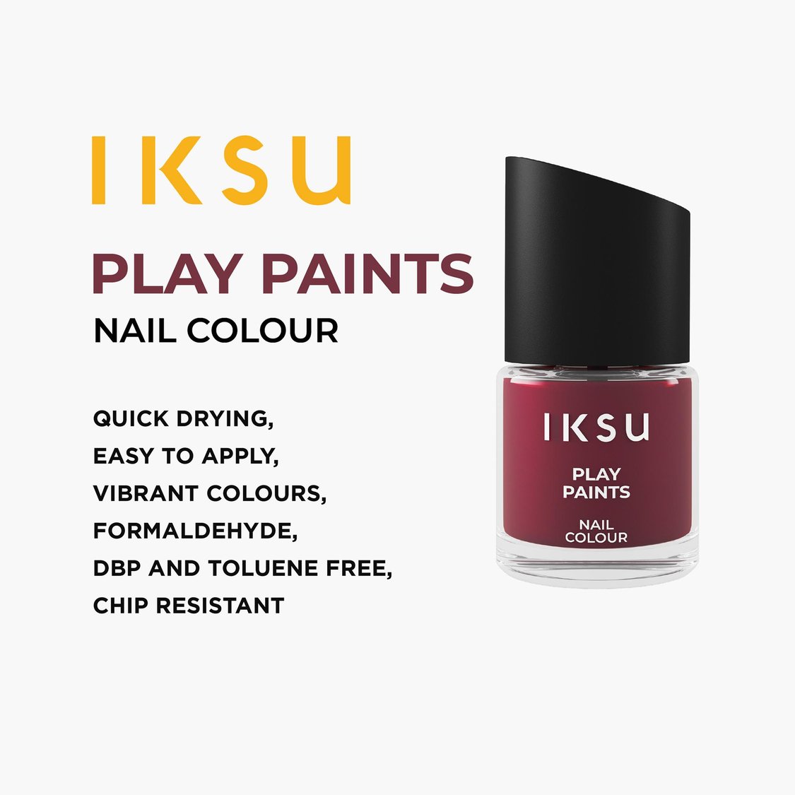 IKSU Play Paints Nail Colour - Maroon Magic - 8ml