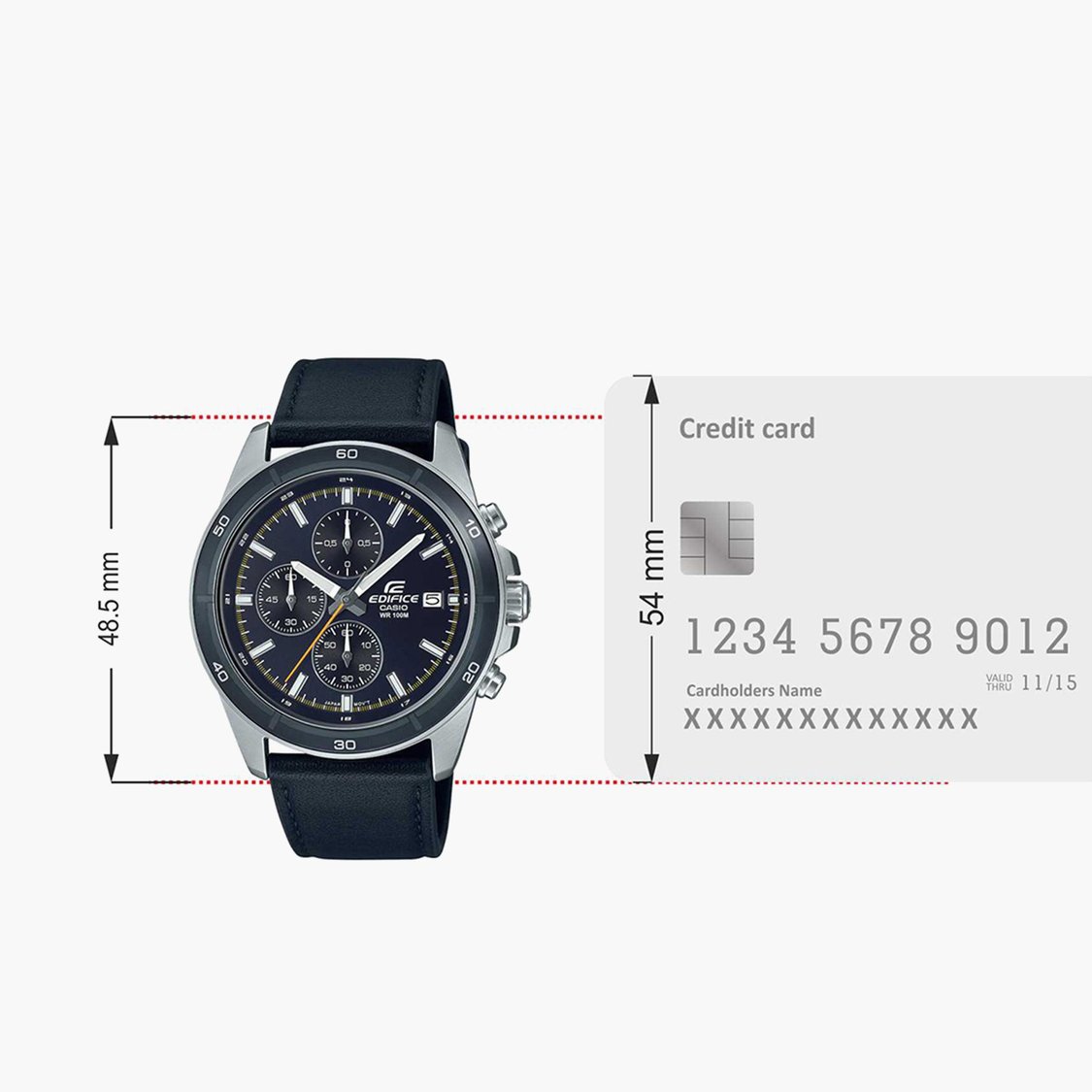 CASIO Men Chronograph Watch with Leather Strap - ED570