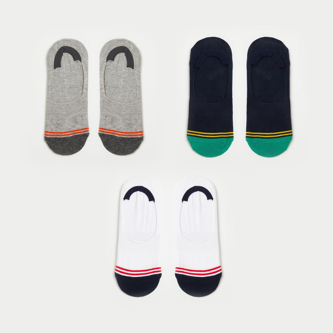 FORCA Men Colourblock No-Show Socks - Pack of 3