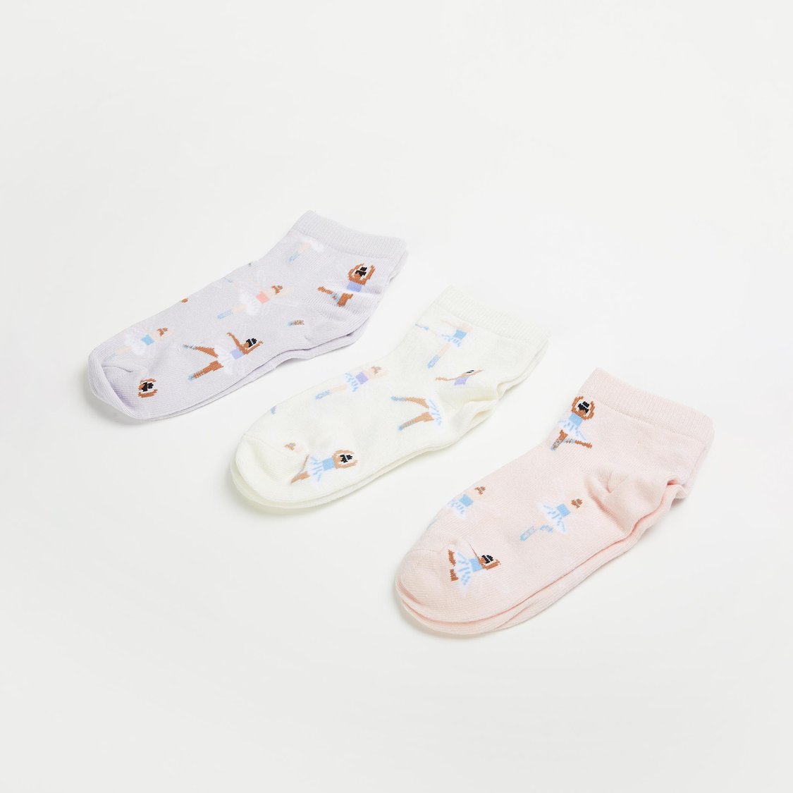 FAME FOREVER Girls Textured Ankle-Length Socks - Pack of 3