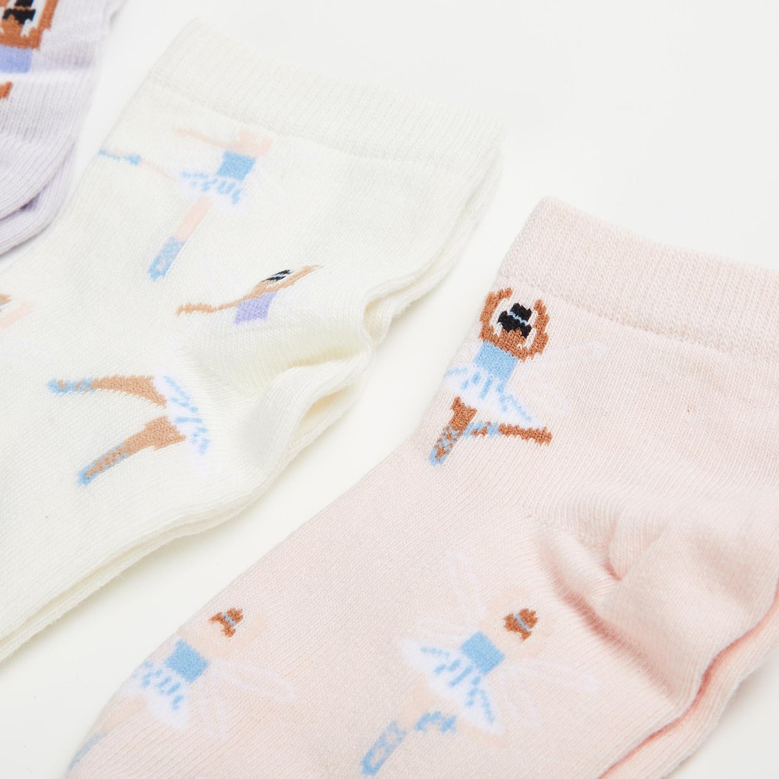 FAME FOREVER Girls Textured Ankle-Length Socks - Pack of 3