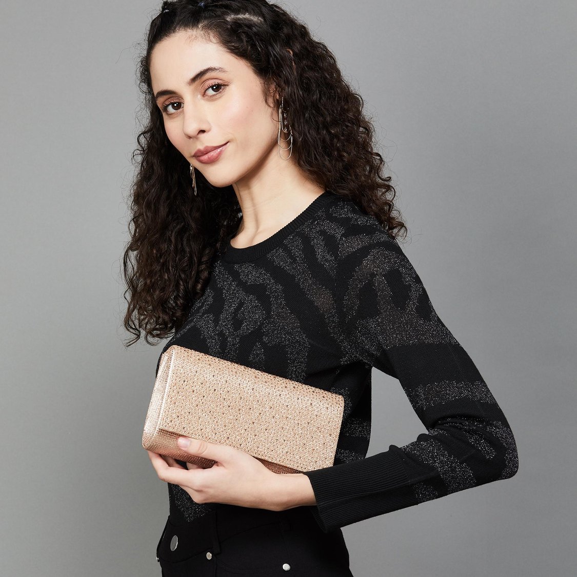 CODE Women Embellished Clutch with Chain Strap