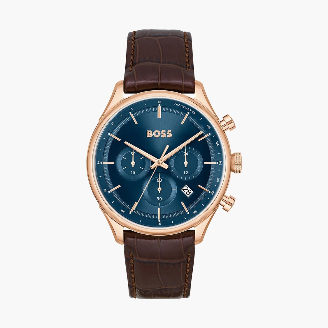 HUGO BOSS Gregor Men Round Chronograph Watch with Leather Strap - 1514050