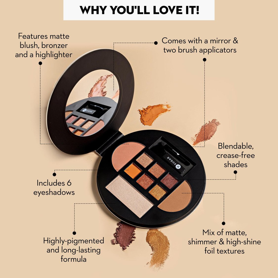 SUGAR Cosmetics Contour De Force Eyes and Face Palette - 01 - Warm Win - 20.3g