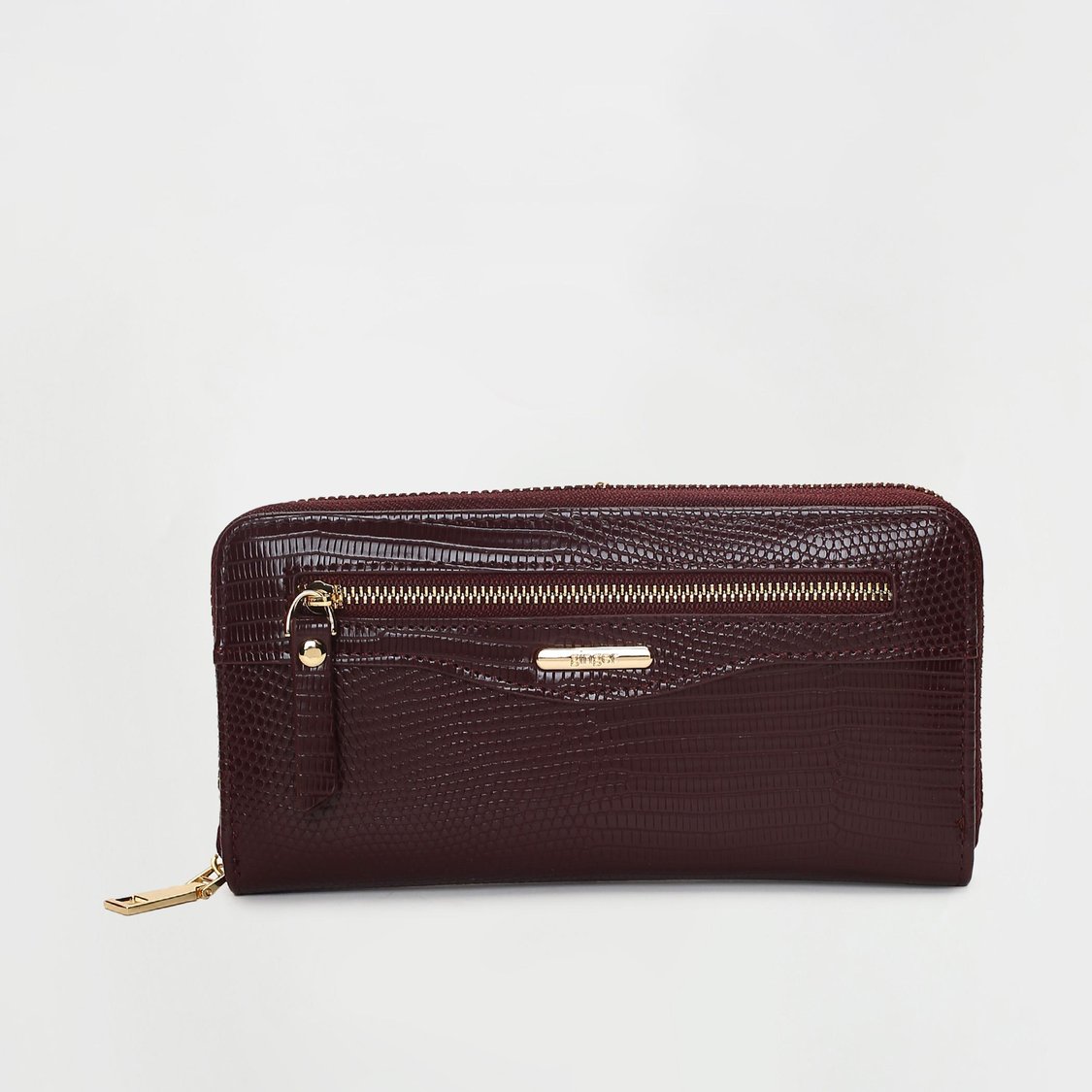 GINGER Women Croc Textured Zip-Around Wallet