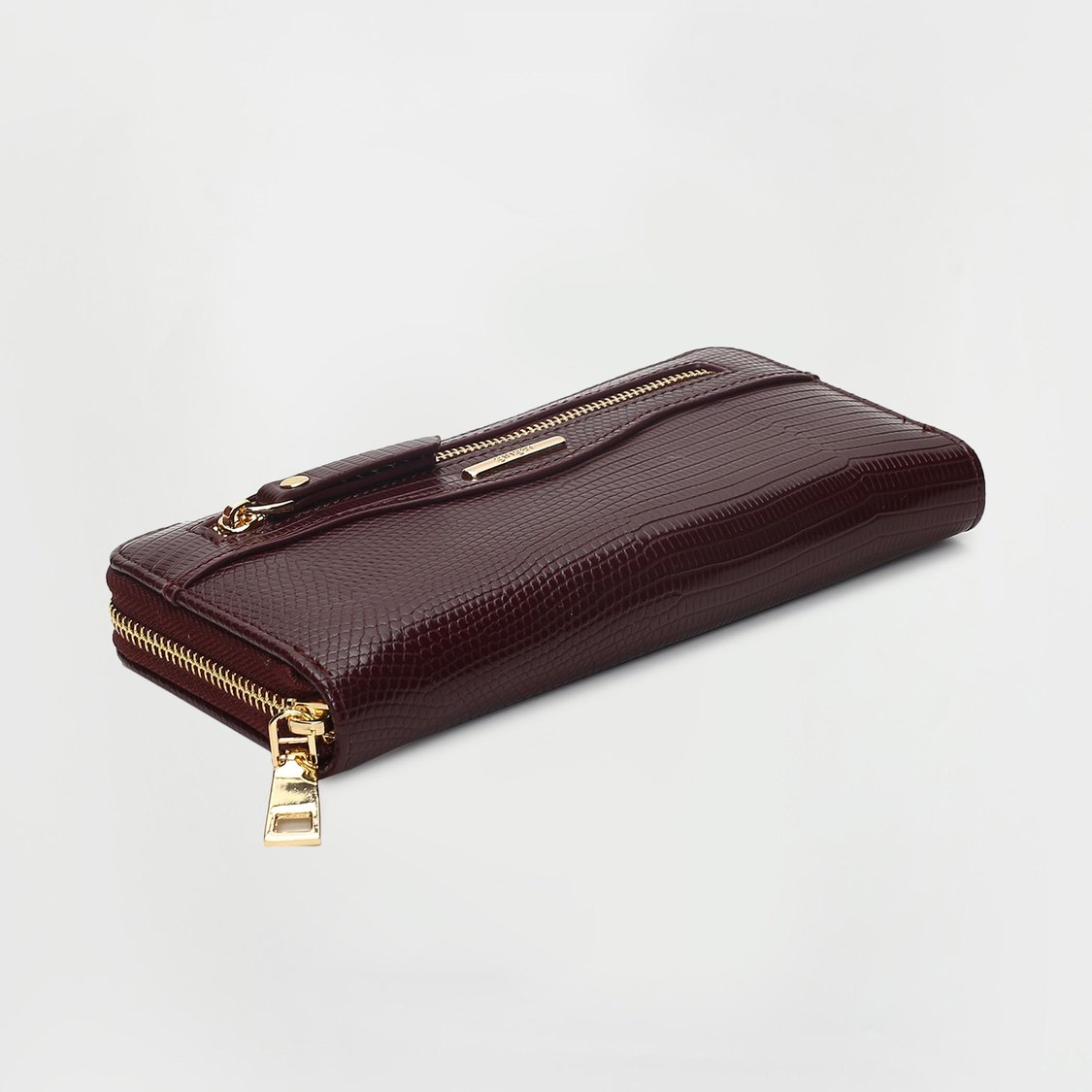 GINGER Women Croc Textured Zip-Around Wallet