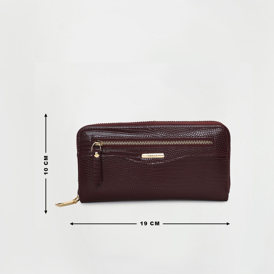 GINGER Women Croc Textured Zip-Around Wallet