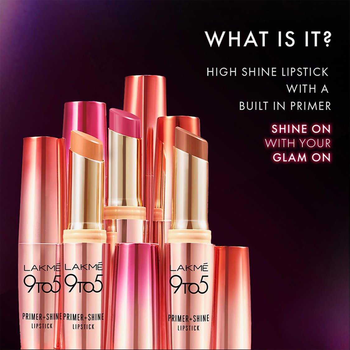LAKME 9 to 5 Primer + Shine Lipstick - SM1 Blush Mauve - 3.6g