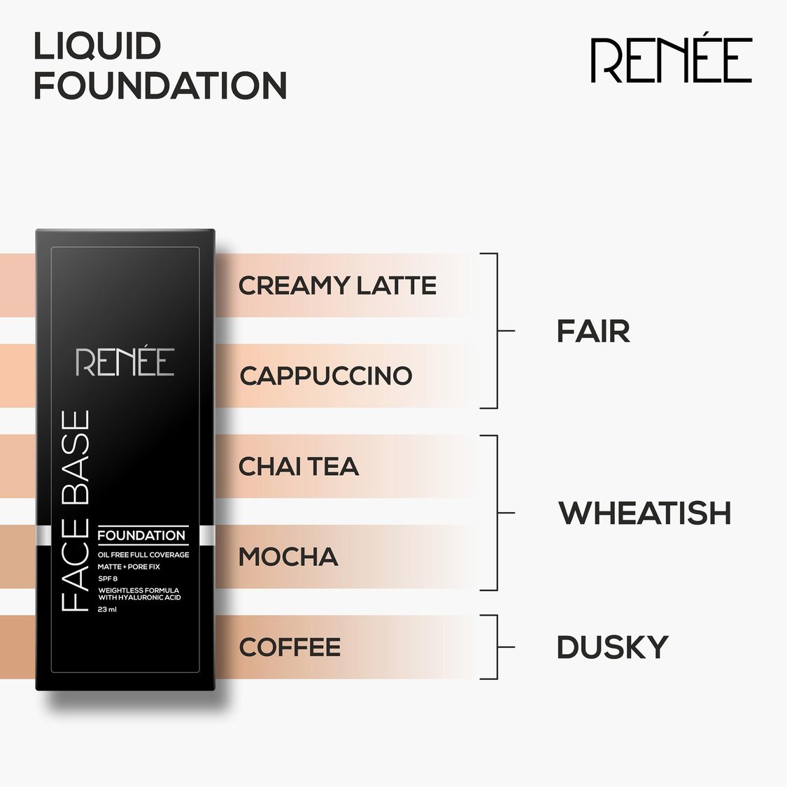 RENEE Face Base Liquid Foundation - Cappuccino - 23ml