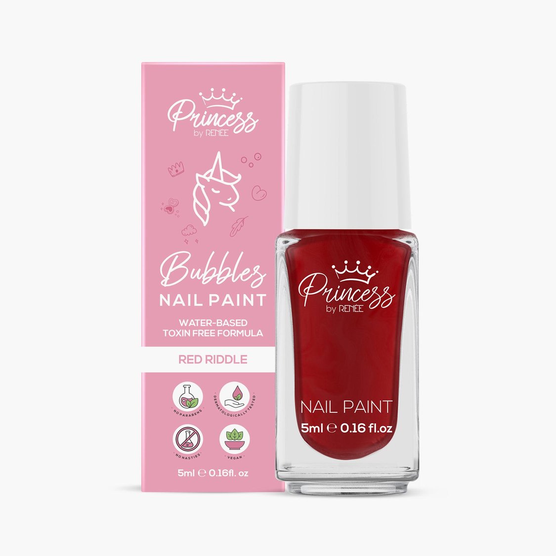 Princess by RENEE Bubbles Nail Paint - Red Riddle - 5ml