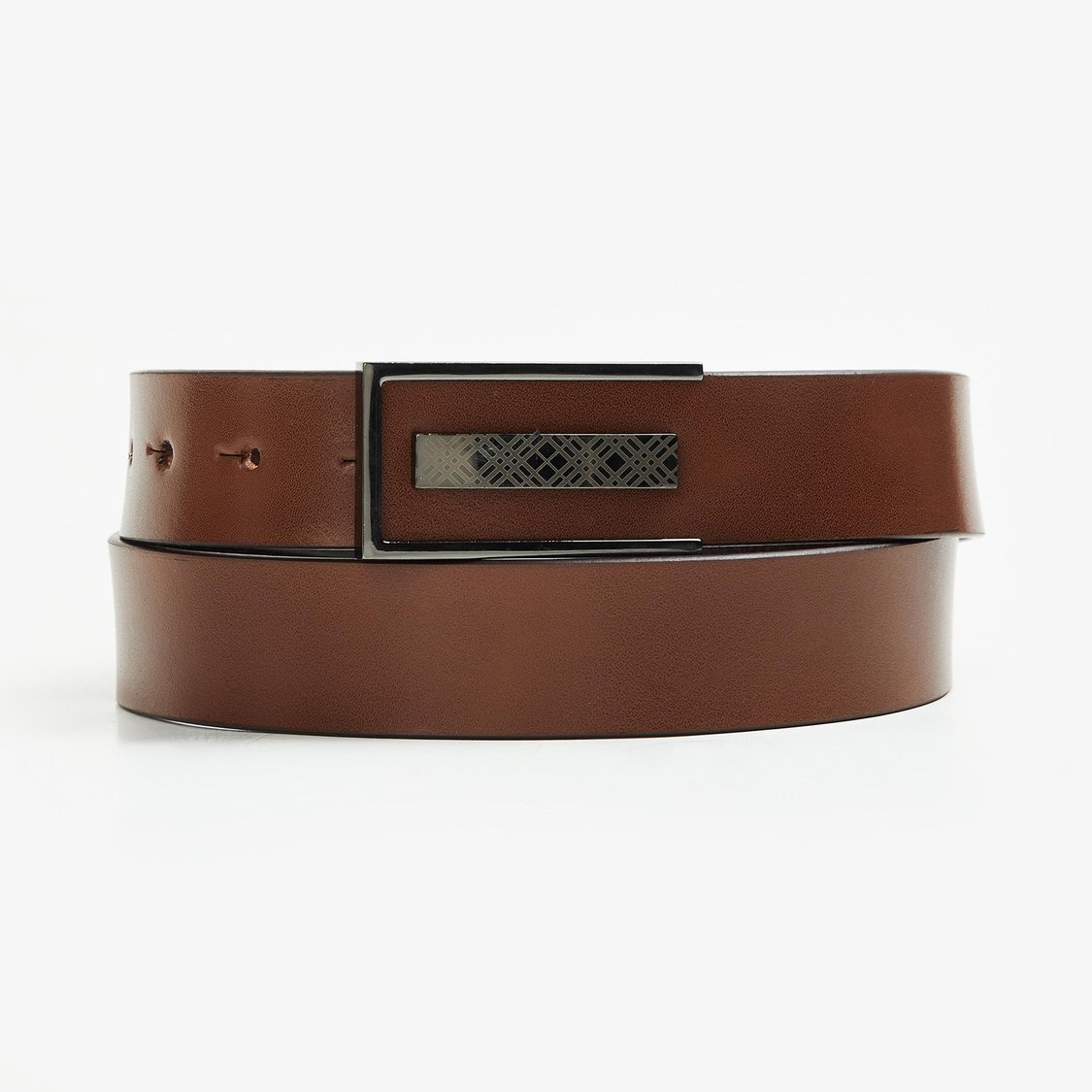 CODE Men Solid Leather Push-Buckle Formal Belt