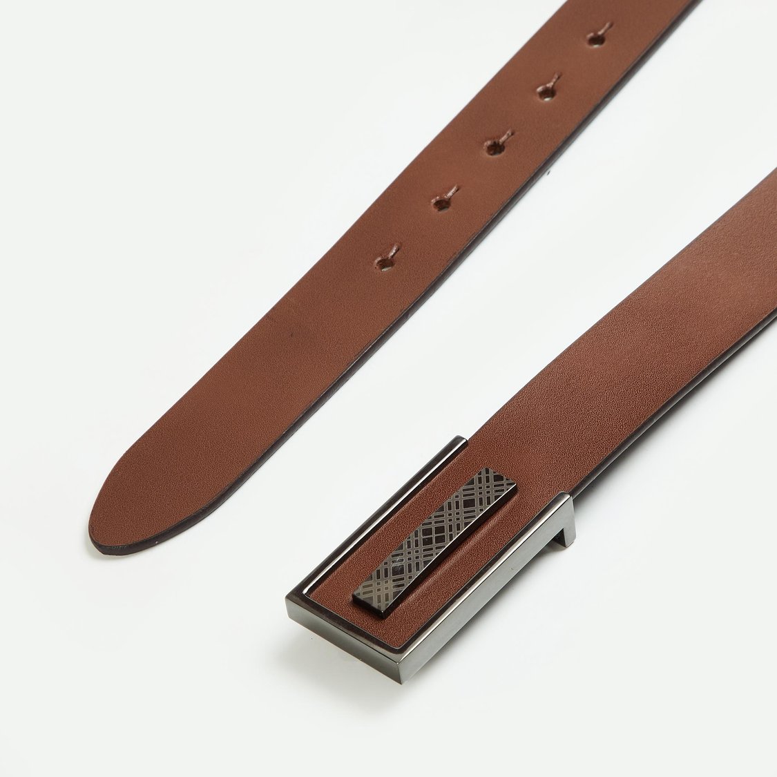 CODE Men Solid Leather Push-Buckle Formal Belt
