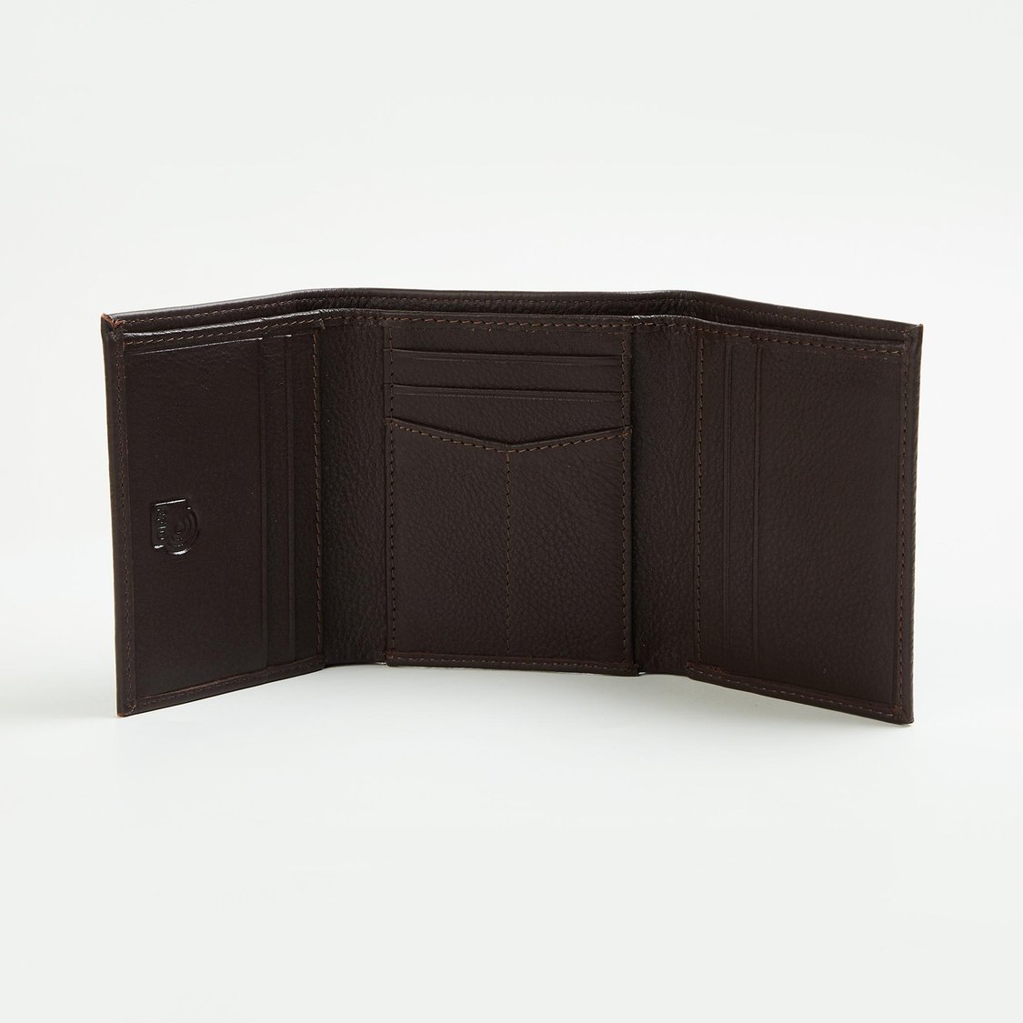 CODE Men Solid Leather Tri-Fold Wallet