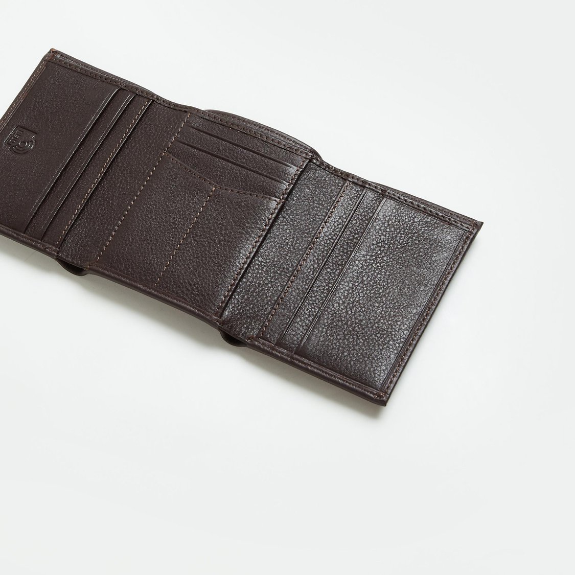 CODE Men Solid Leather Tri-Fold Wallet