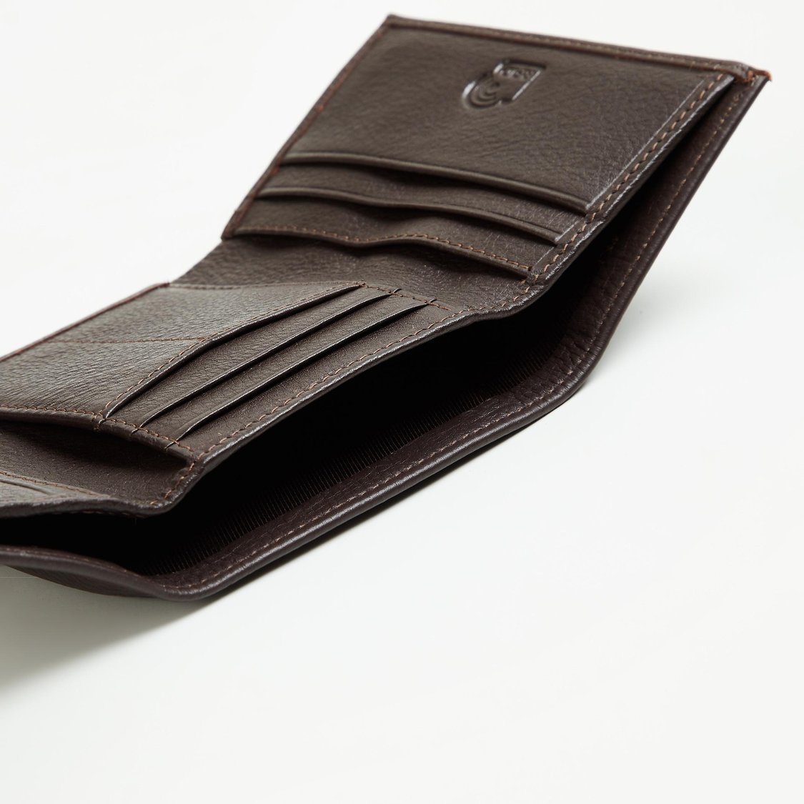 CODE Men Solid Leather Tri-Fold Wallet