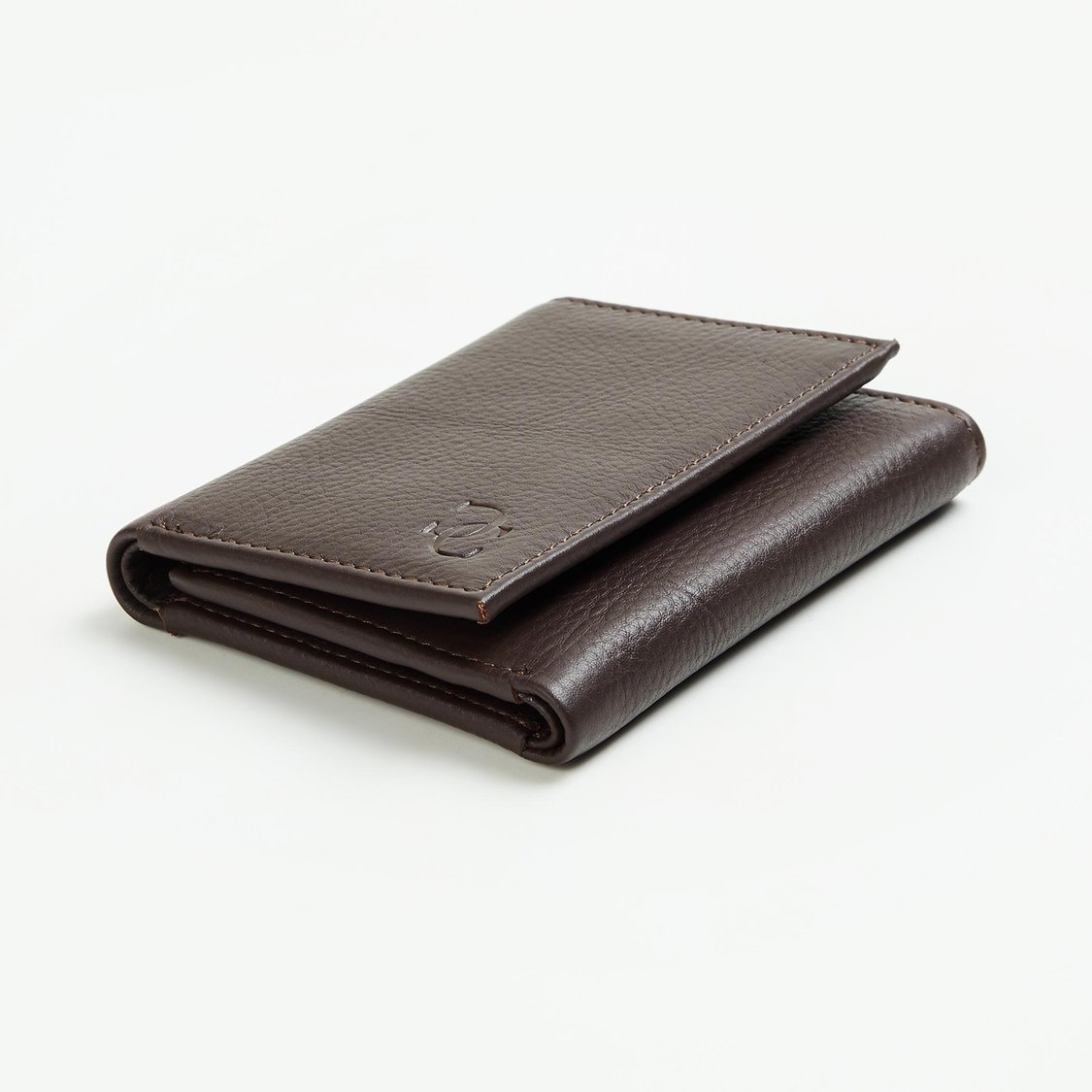 CODE Men Solid Leather Tri-Fold Wallet