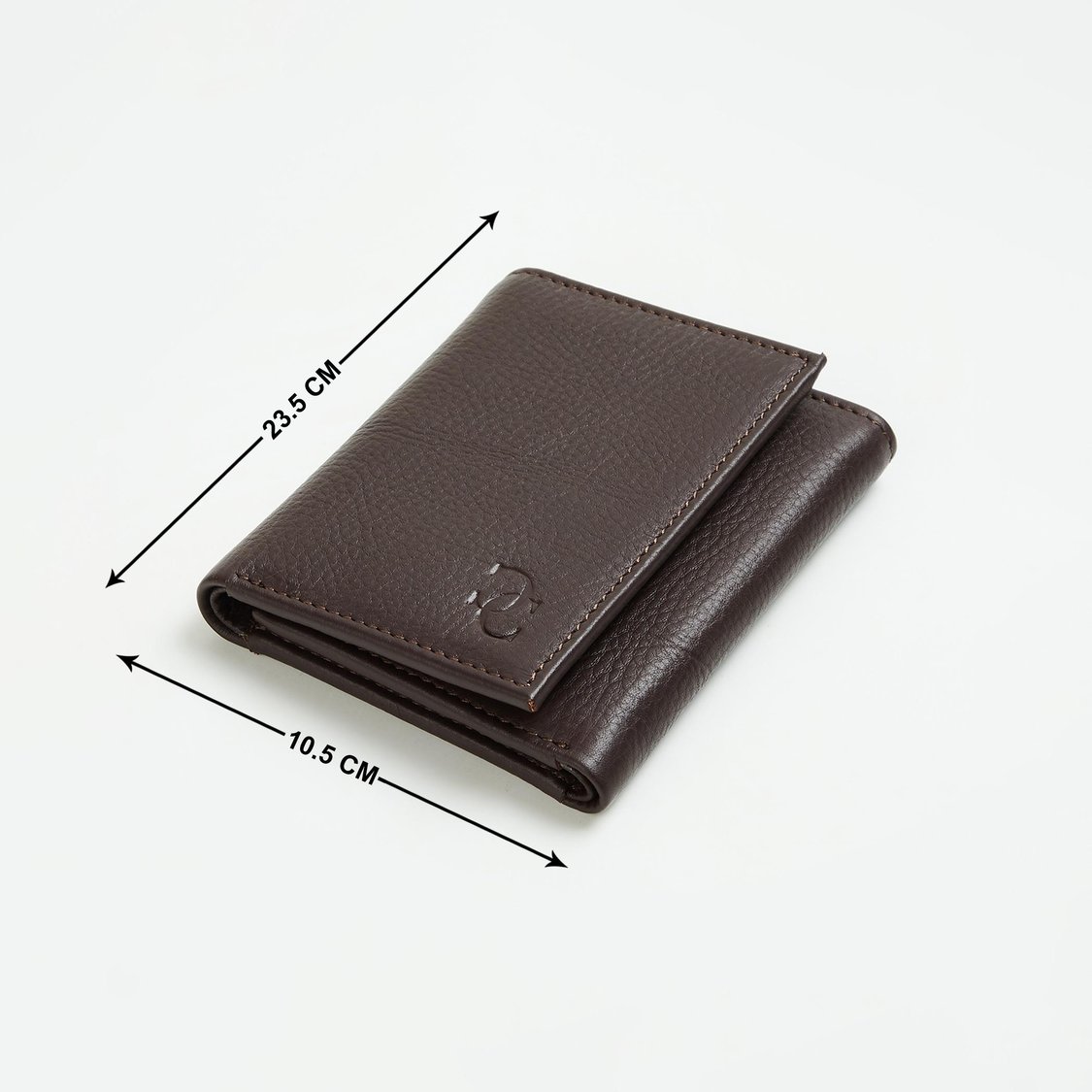CODE Men Solid Leather Tri-Fold Wallet