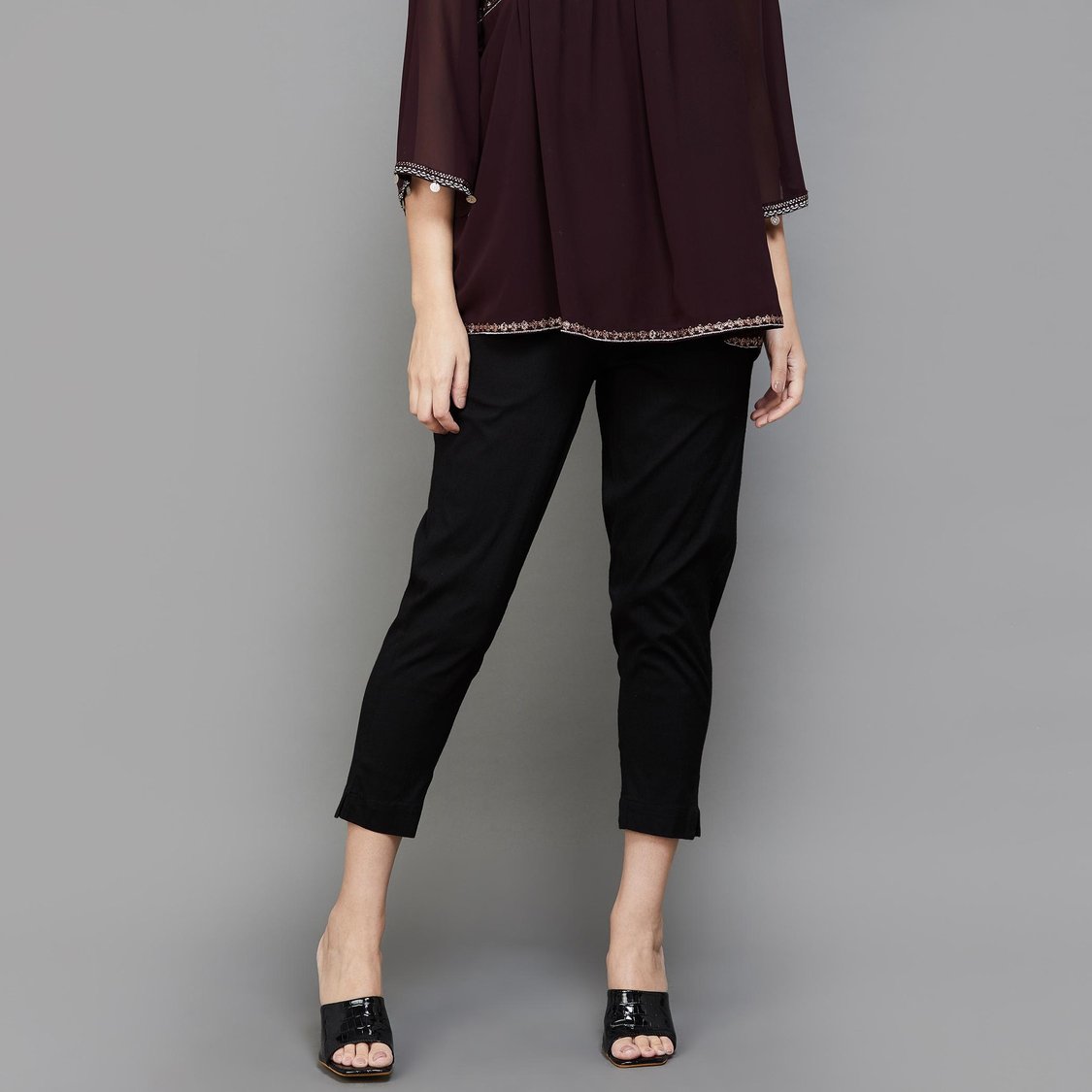 MELANGE Solid Straight Pants