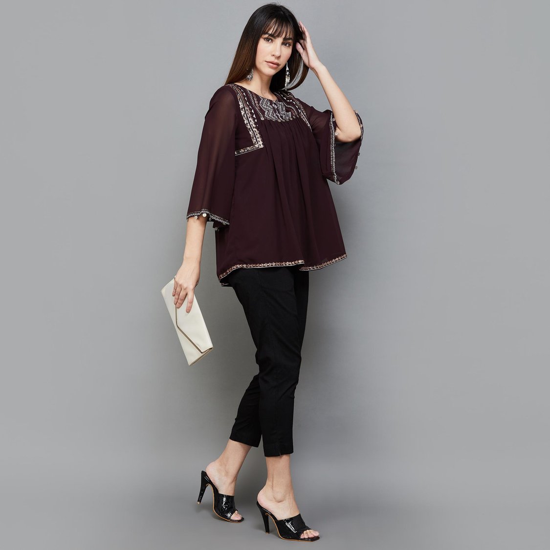 MELANGE Solid Straight Pants