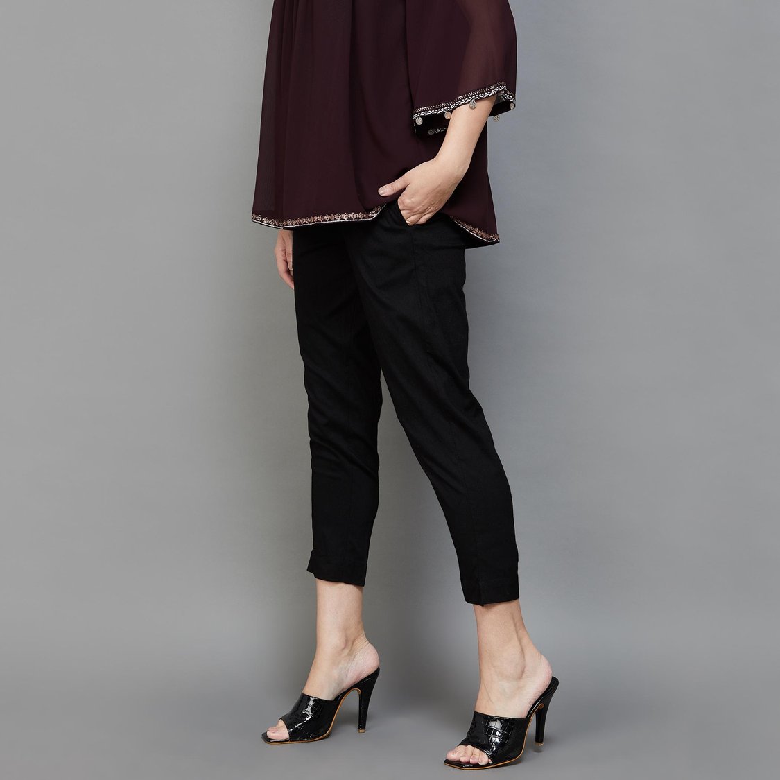 MELANGE Solid Straight Pants