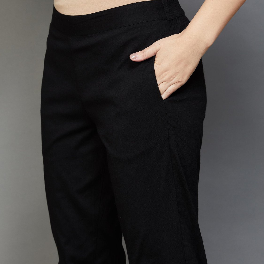 MELANGE Solid Straight Pants
