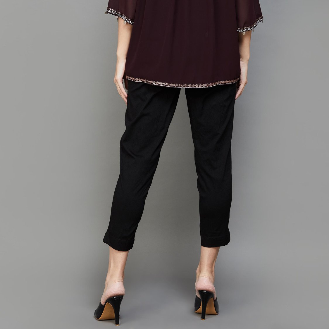MELANGE Solid Straight Pants