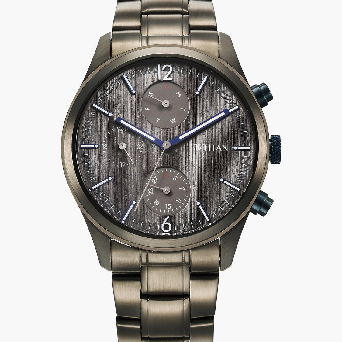 Buy TITAN Men Anthracite Multifunction Watch with Metal Strap