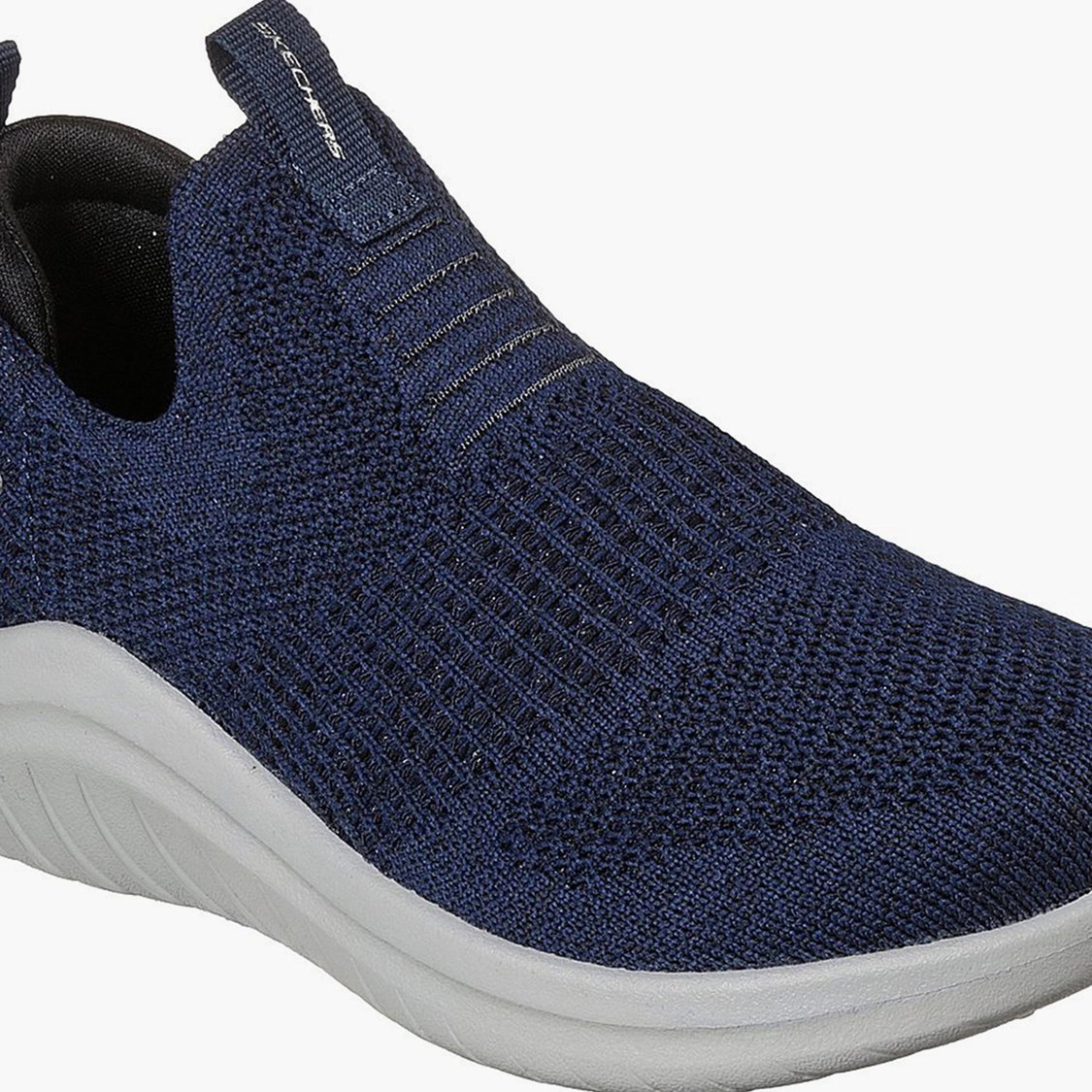 Navy blue slip on skechers online