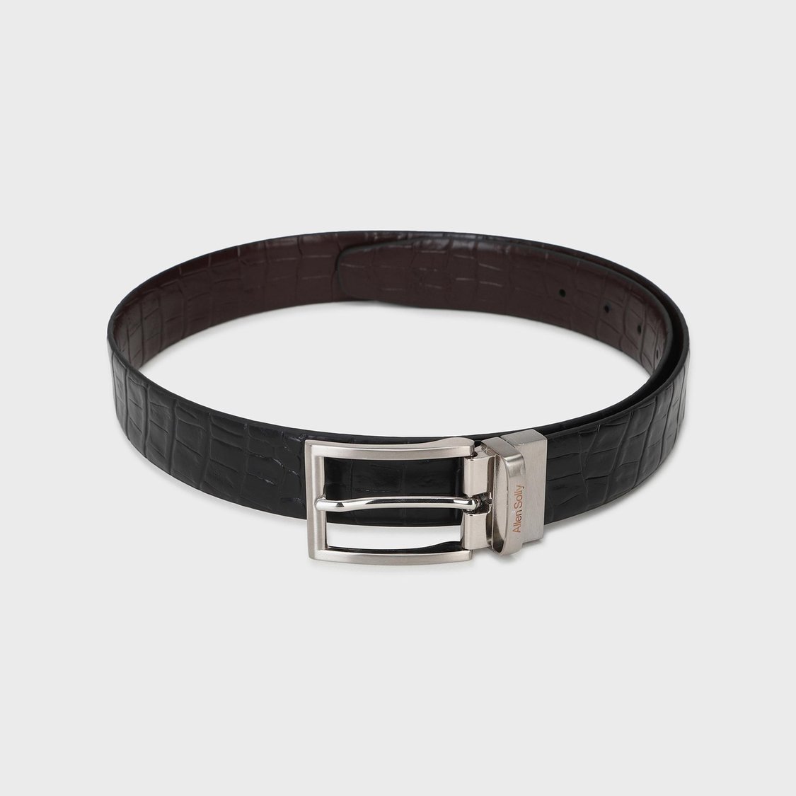 ALLEN SOLLY Men Croc-Textured Reversible Leather Formal Belt
